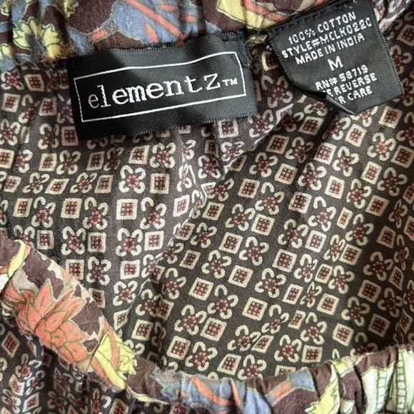 Y2K ELEMENTZ Cotton tiered Bohemian maxi skirt Brown floral mixed prints medium - Picture 5 of 5
